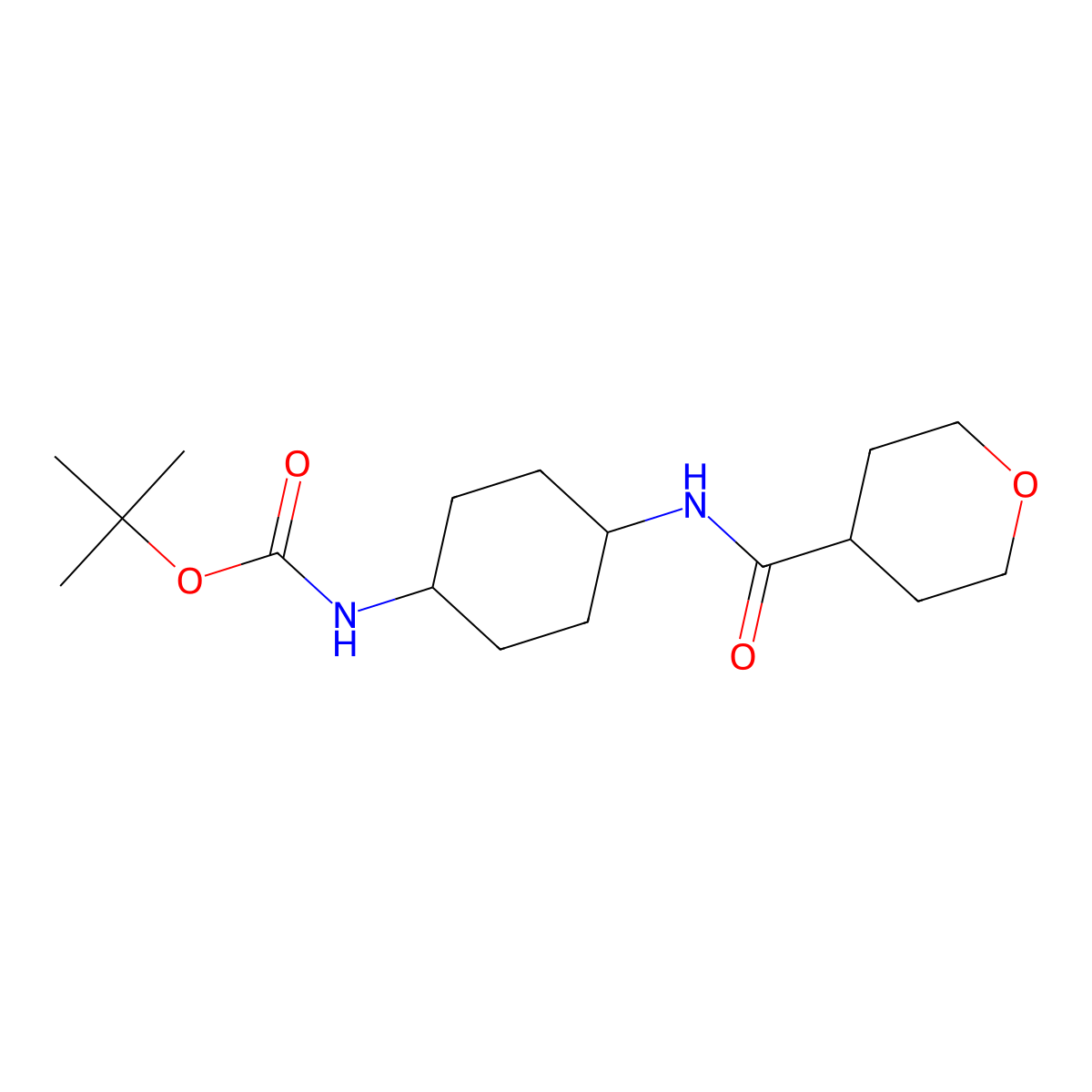 tert-Butyl (1R*,4R*)-4-(tetrahydro-2H-pyran-4-carbonylamino)cyclohexylcarbamate molecular structure, CAS 1286264-11-6