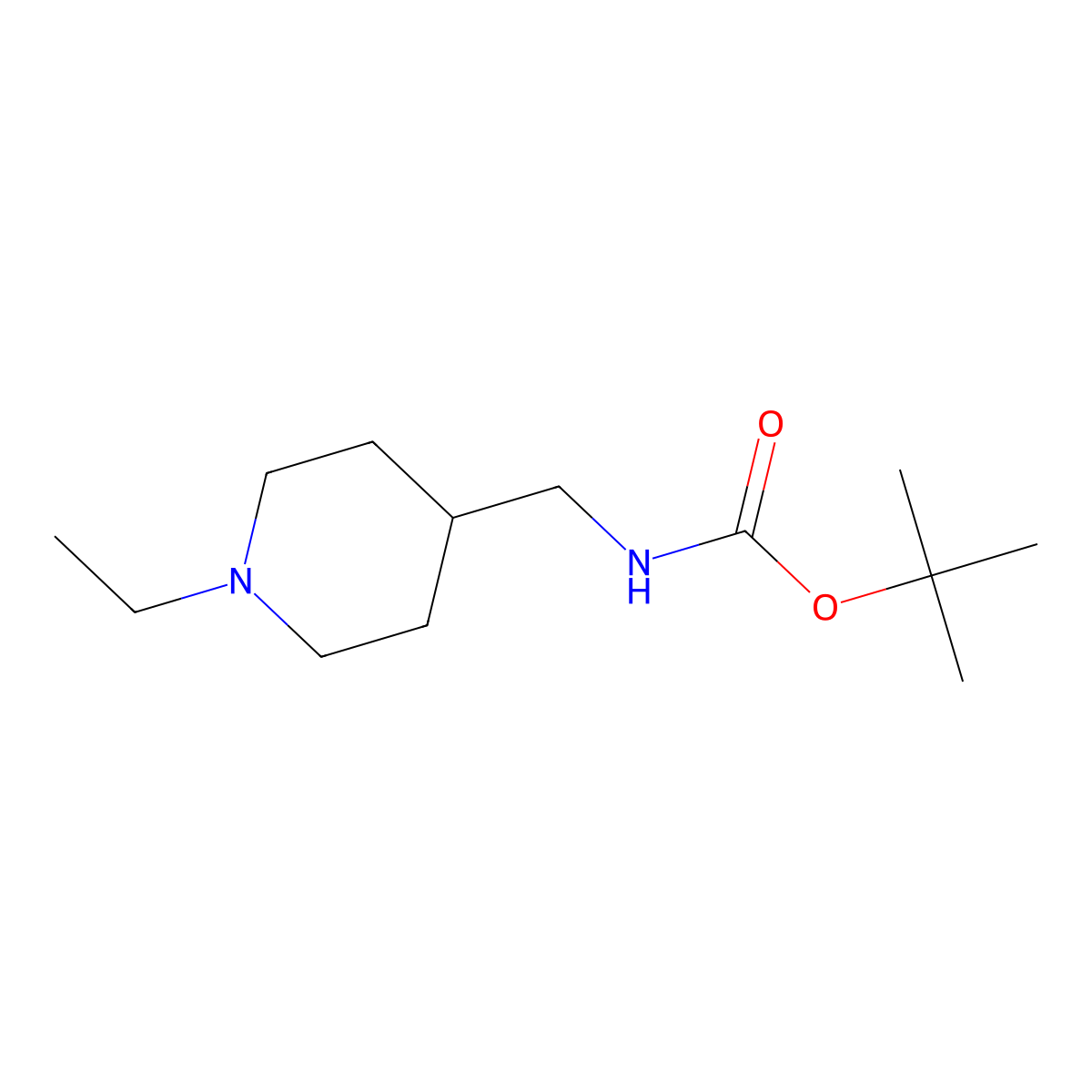 tert-Butyl [(1-ethylpiperidin-4-yl)methyl]carbamate molecular structure, CAS 1286264-23-0