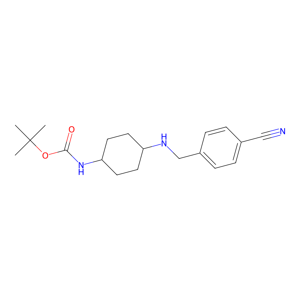 tert-Butyl (1R*,4R*)-4-(4-cyanobenzylamino)cyclohexylcarbamate molecular structure, CAS 1286264-38-7
