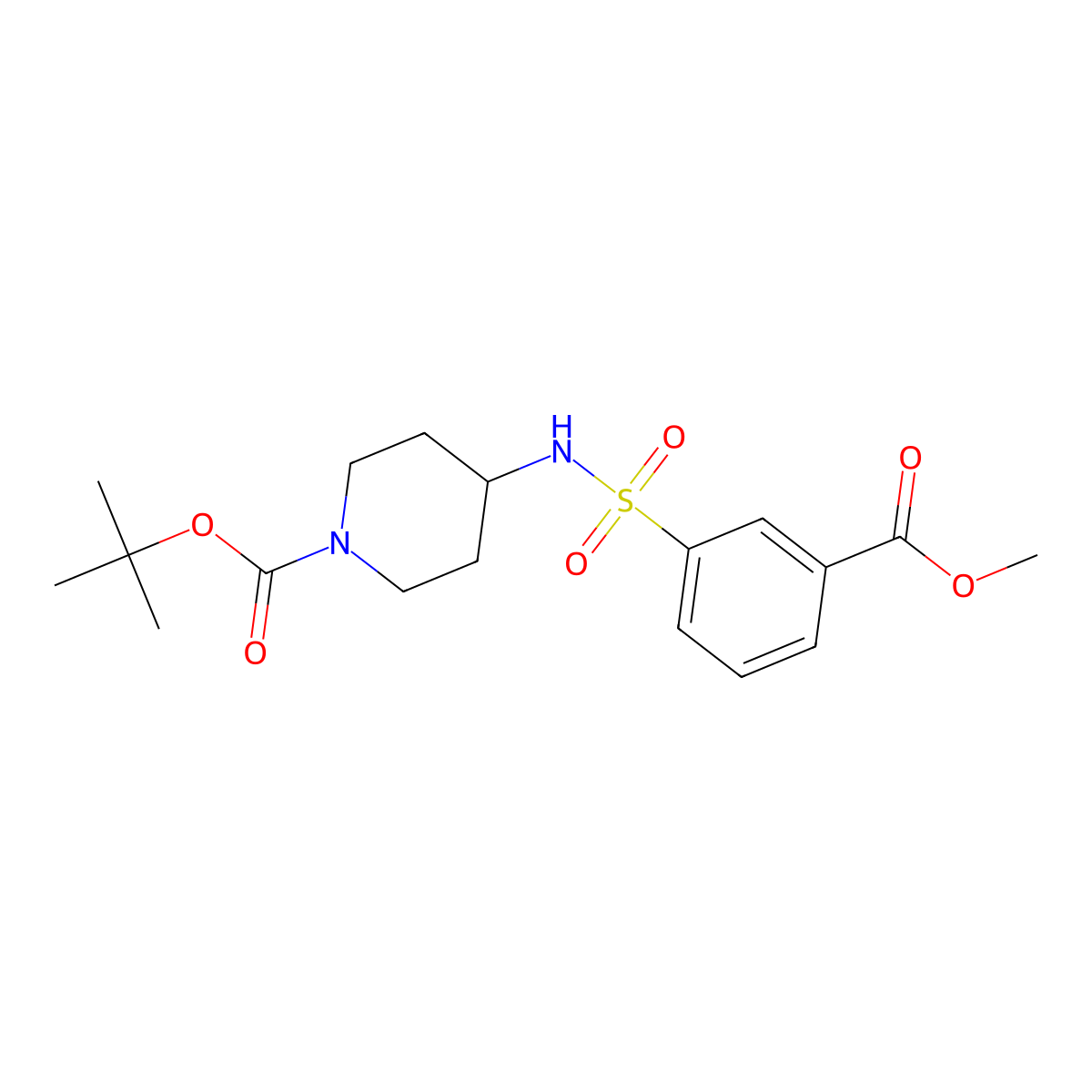 tert-Butyl 4-;3-(methoxycarbonyl)phenylsulfonamido=piperidine-1-carboxylate molecular structure, CAS 1286264-41-2