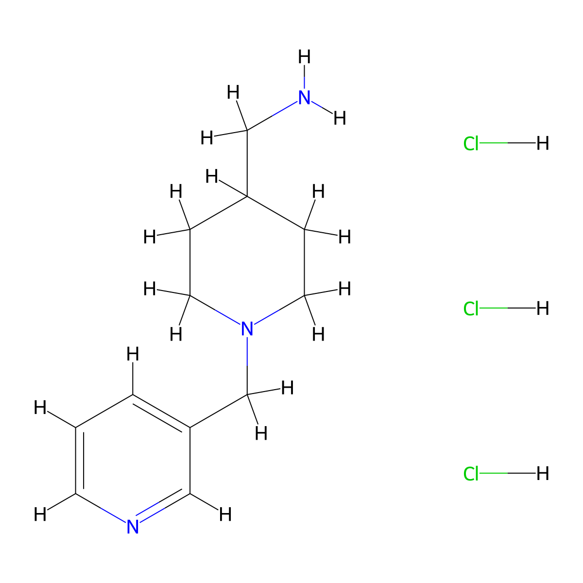 [1-(Pyridin-3-ylmethyl)piperidin-4-yl]methanamine trihydrochloride molecular structure, CAS 1286264-46-7