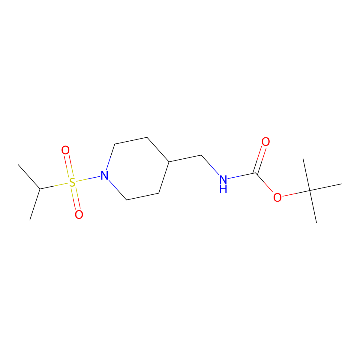 tert-Butyl [1-(isopropylsulfonyl)piperidin-4-yl]methylcarbamate molecular structure, CAS 1286264-48-9