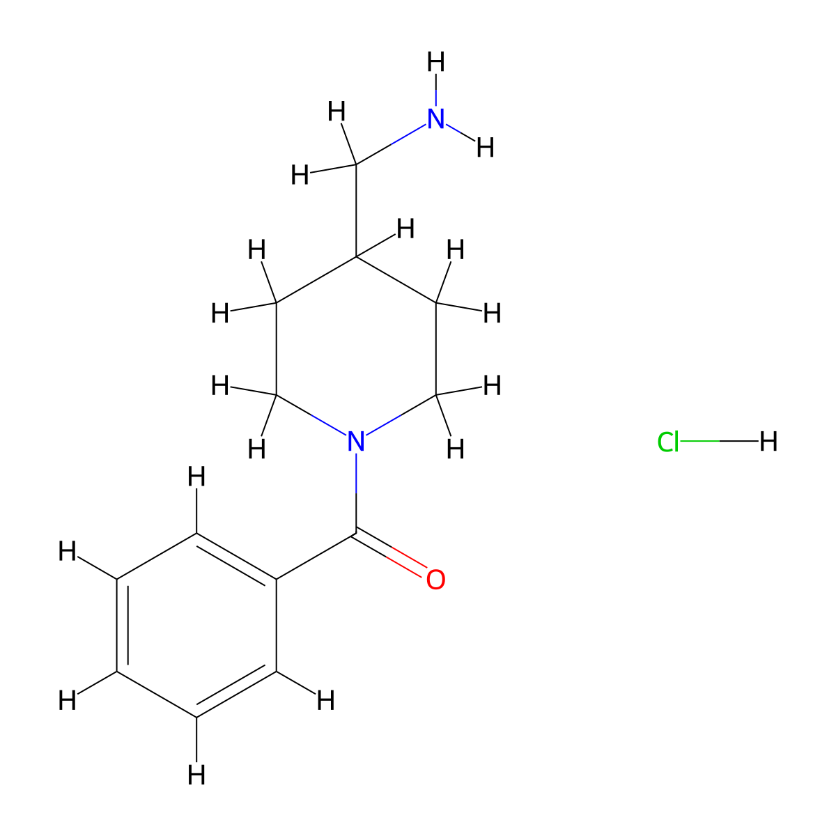 (4-(Aminomethyl)piperidin-1-yl)(phenyl)methanone hydrochloride molecular structure, CAS 1286264-52-5