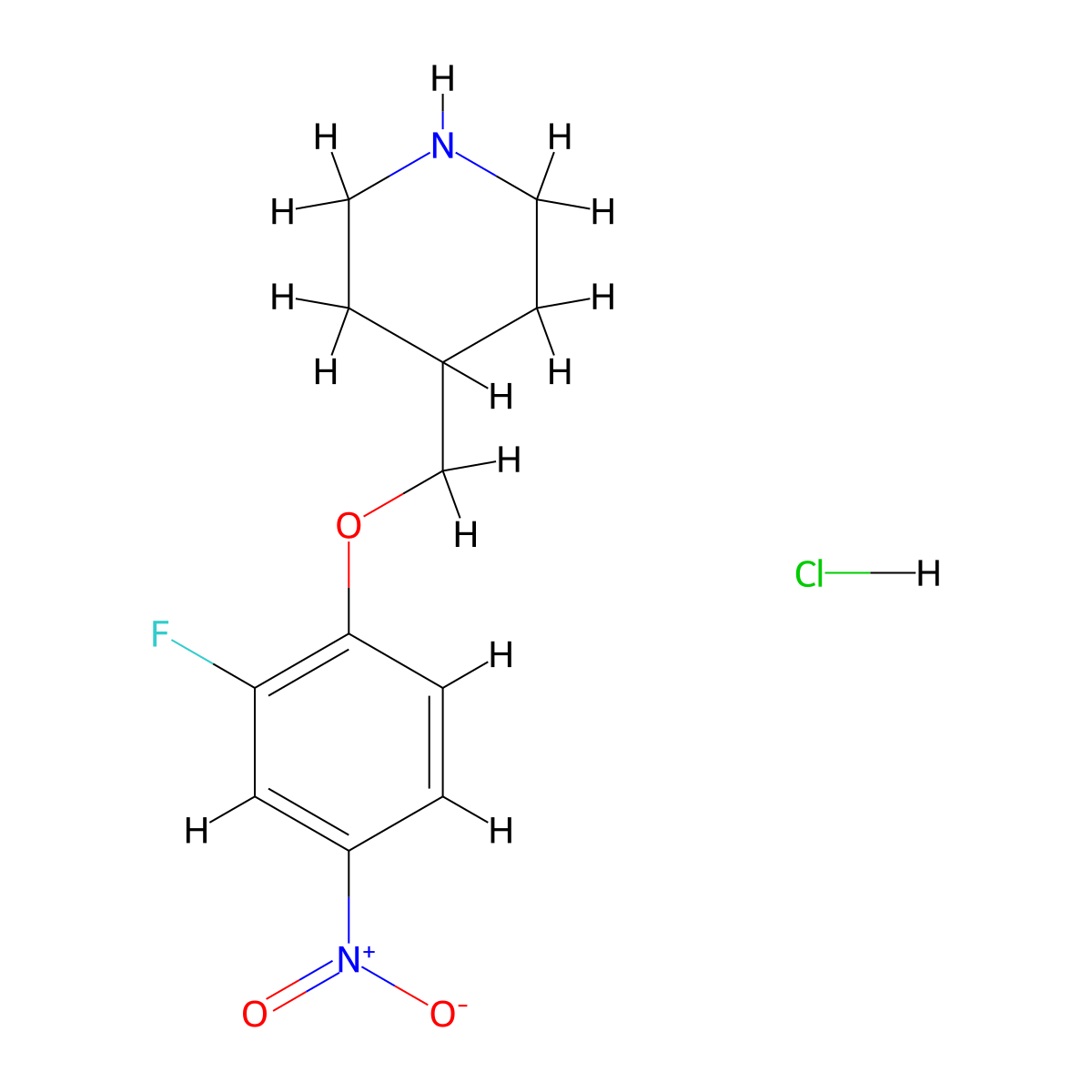 4-[(2-Fluoro-4-nitrophenoxy)methyl]piperidine hydrochloride molecular structure, CAS 1286264-66-1