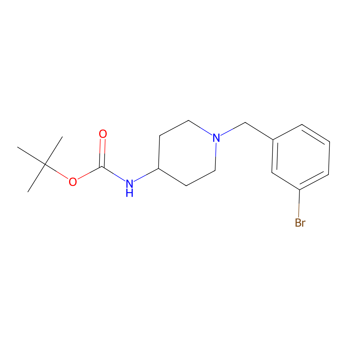 tert-Butyl 1-(3-bromobenzyl)piperidin-4-ylcarbamate molecular structure, CAS 1286264-68-3