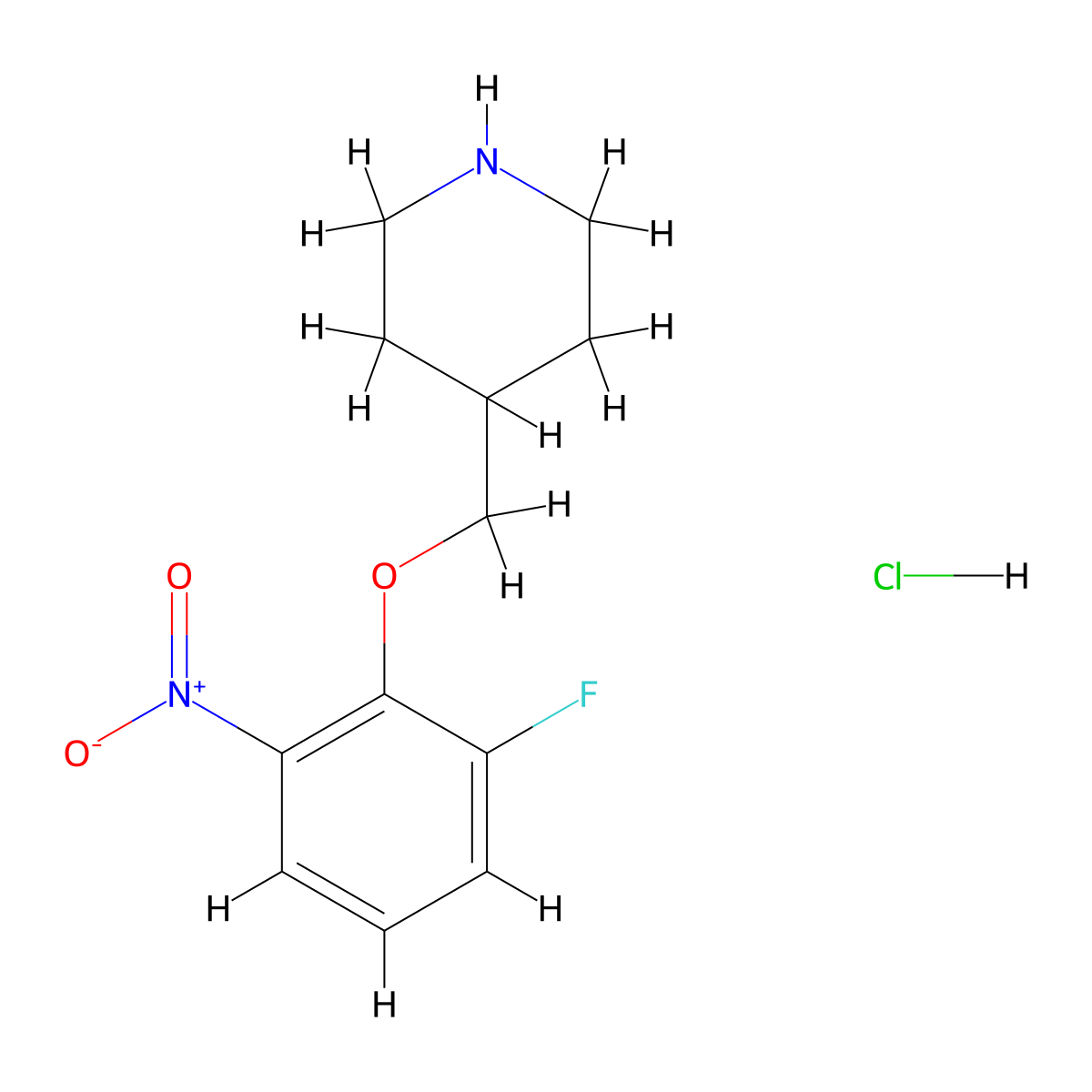 4-[(2-Fluoro-6-nitrophenoxy)methyl]piperidine hydrochloride molecular structure, CAS 1286265-02-8