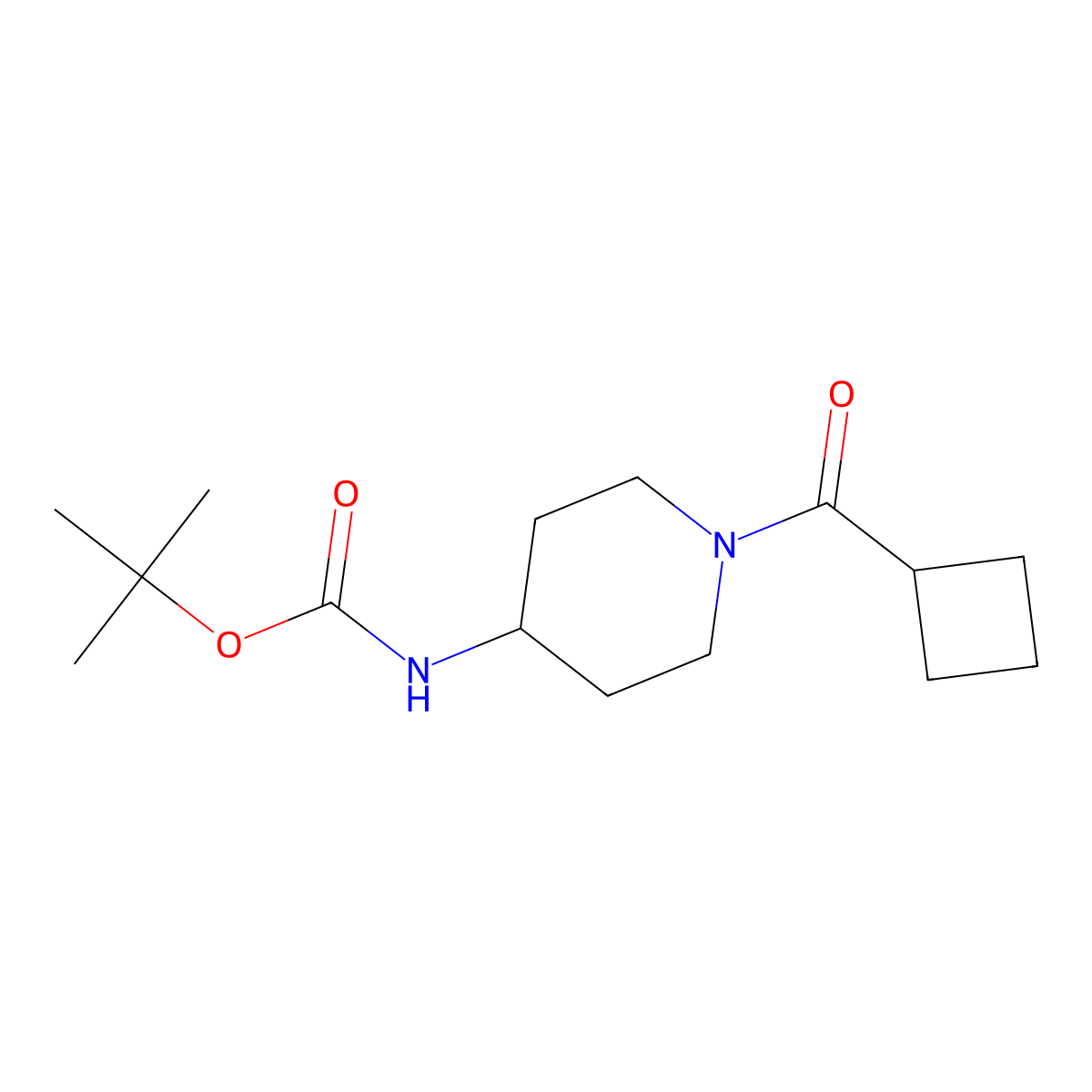 tert-Butyl 1-(cyclobutanecarbonyl)piperidin-4-ylcarbamate molecular structure, CAS 1286265-04-0