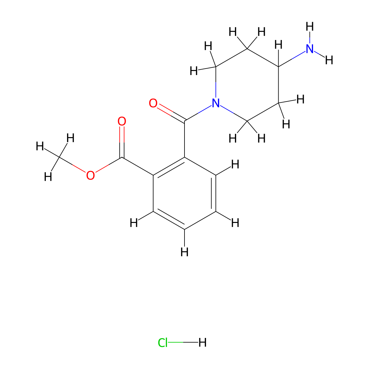 Methyl 2-(4-aminopiperidine-1-carbonyl)benzoate hydrochloride molecular structure, CAS 1286265-06-2