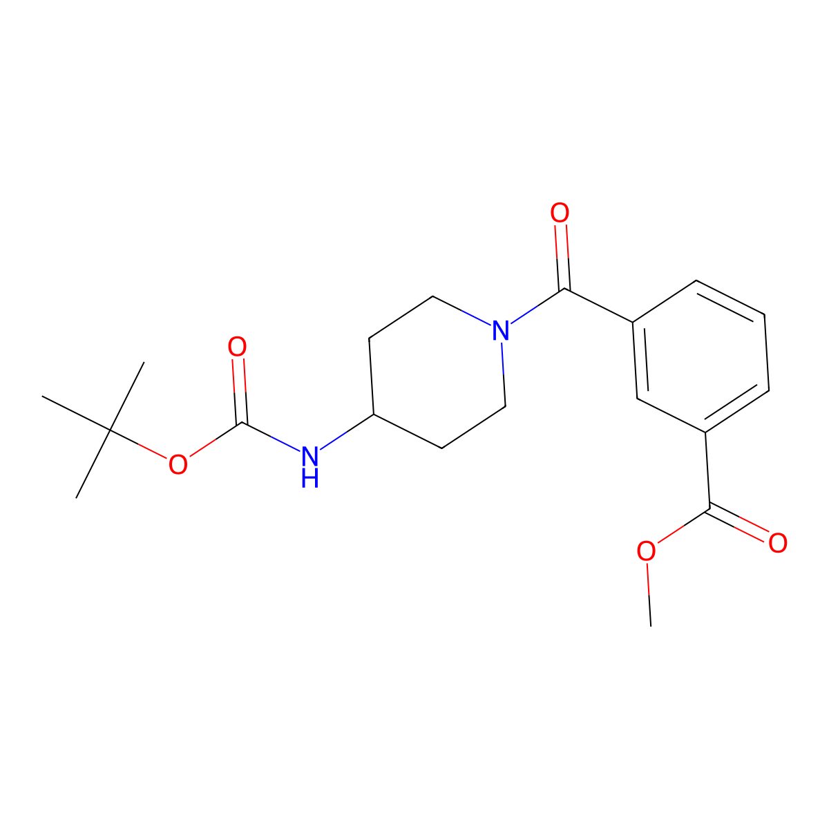 Methyl 3-[4-(tert-butoxycarbonyl)amino-piperidine-1-carbonyl]benzoate molecular structure, CAS 1286265-08-4