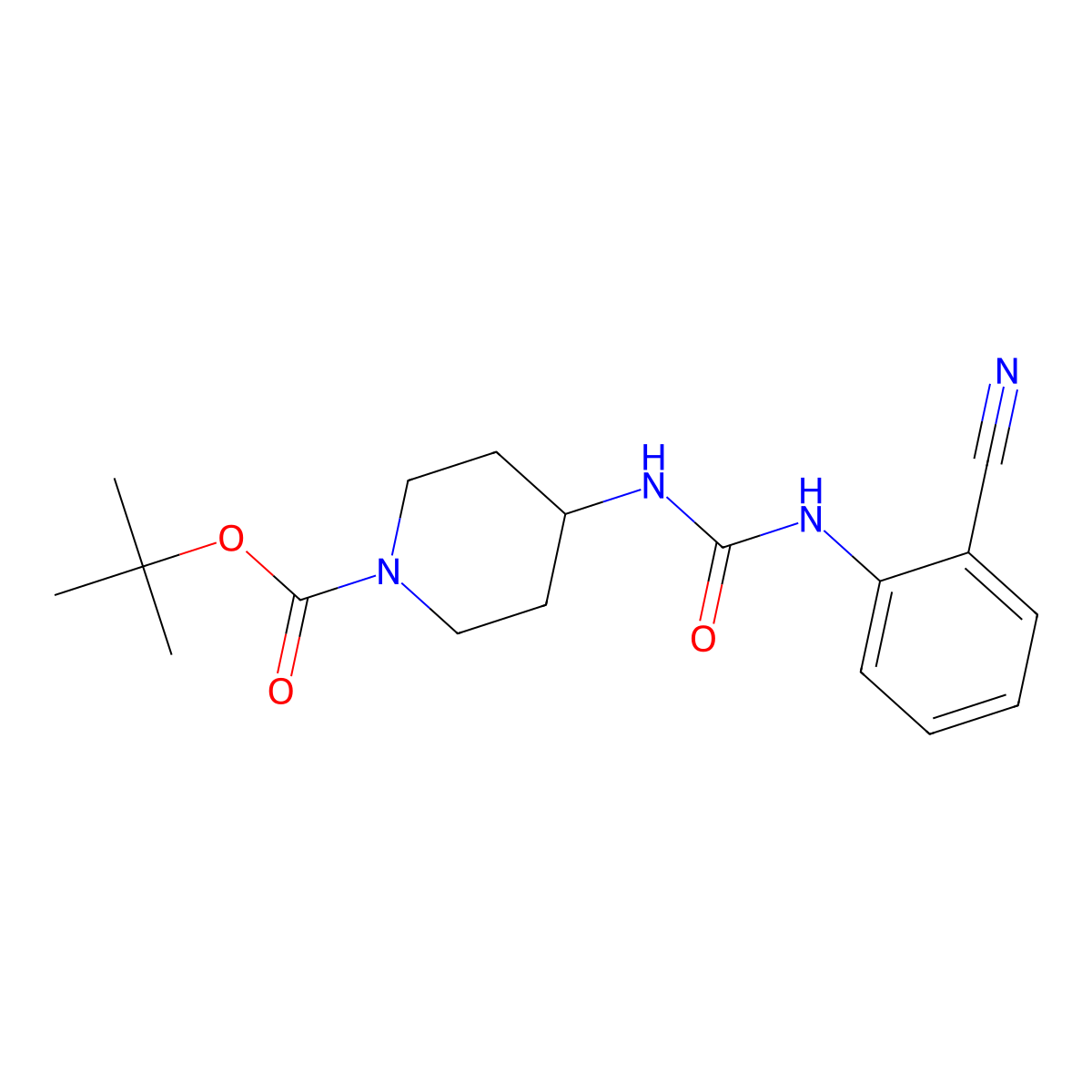 tert-Butyl 4-[3-(2-cyanophenyl)ureido]piperidine-1-carboxylate molecular structure, CAS 1286265-17-5