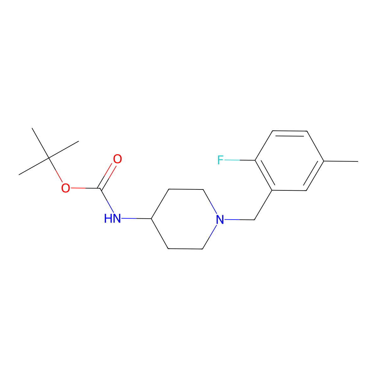 tert-Butyl 1-(2-fluoro-5-methylbenzyl)piperidin-4-ylcarbamate molecular structure, CAS 1286265-39-1