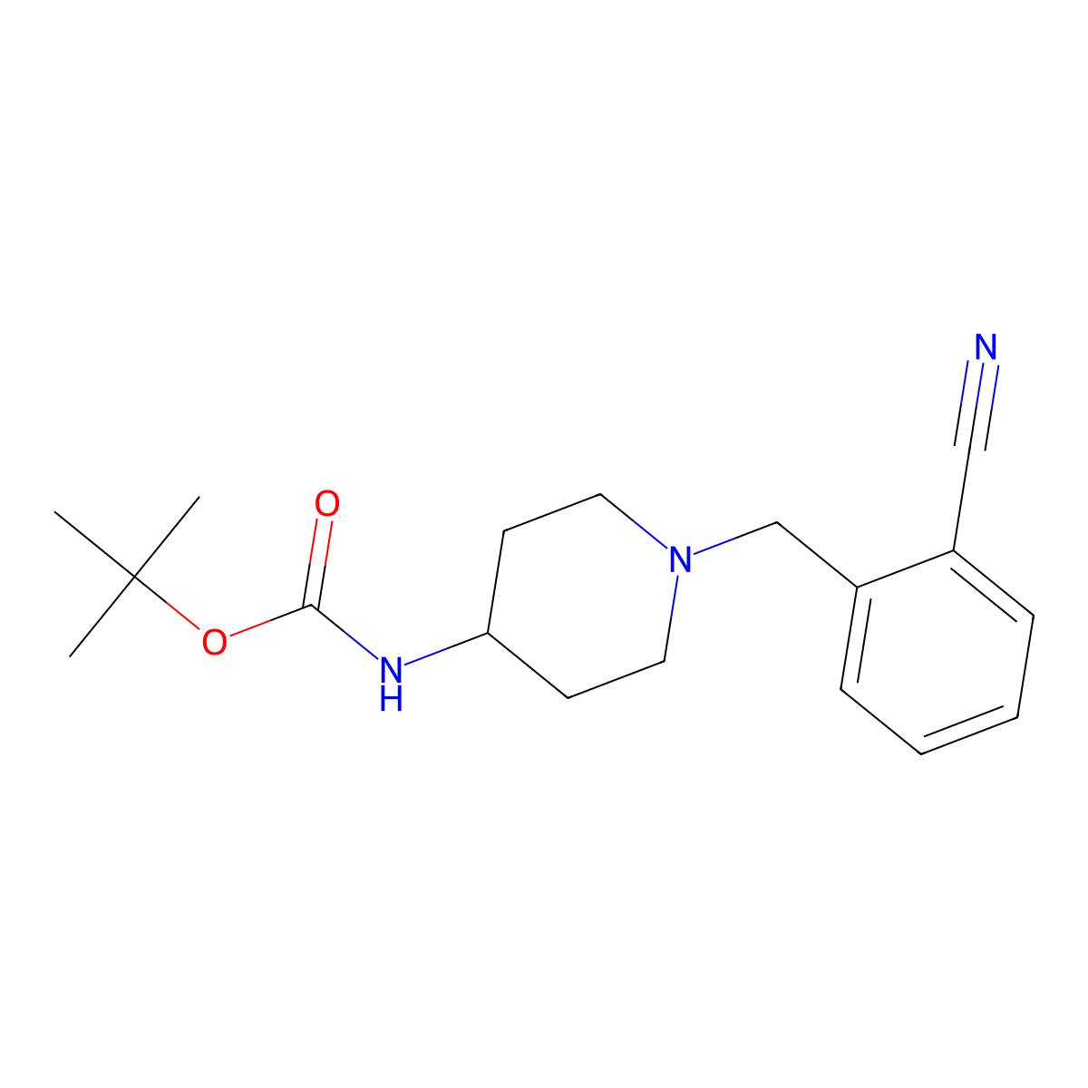 tert-Butyl 1-(2-cyanobenzyl)piperidin-4-ylcarbamate molecular structure, CAS 1286265-48-2