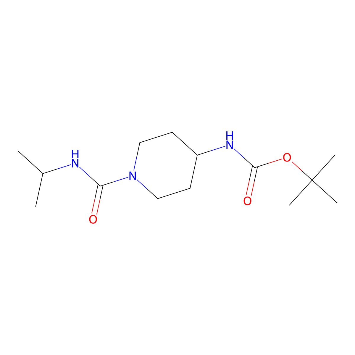 tert-Butyl 1-(isopropylcarbamoyl)piperidin-4-ylcarbamate molecular structure, CAS 1286265-61-9