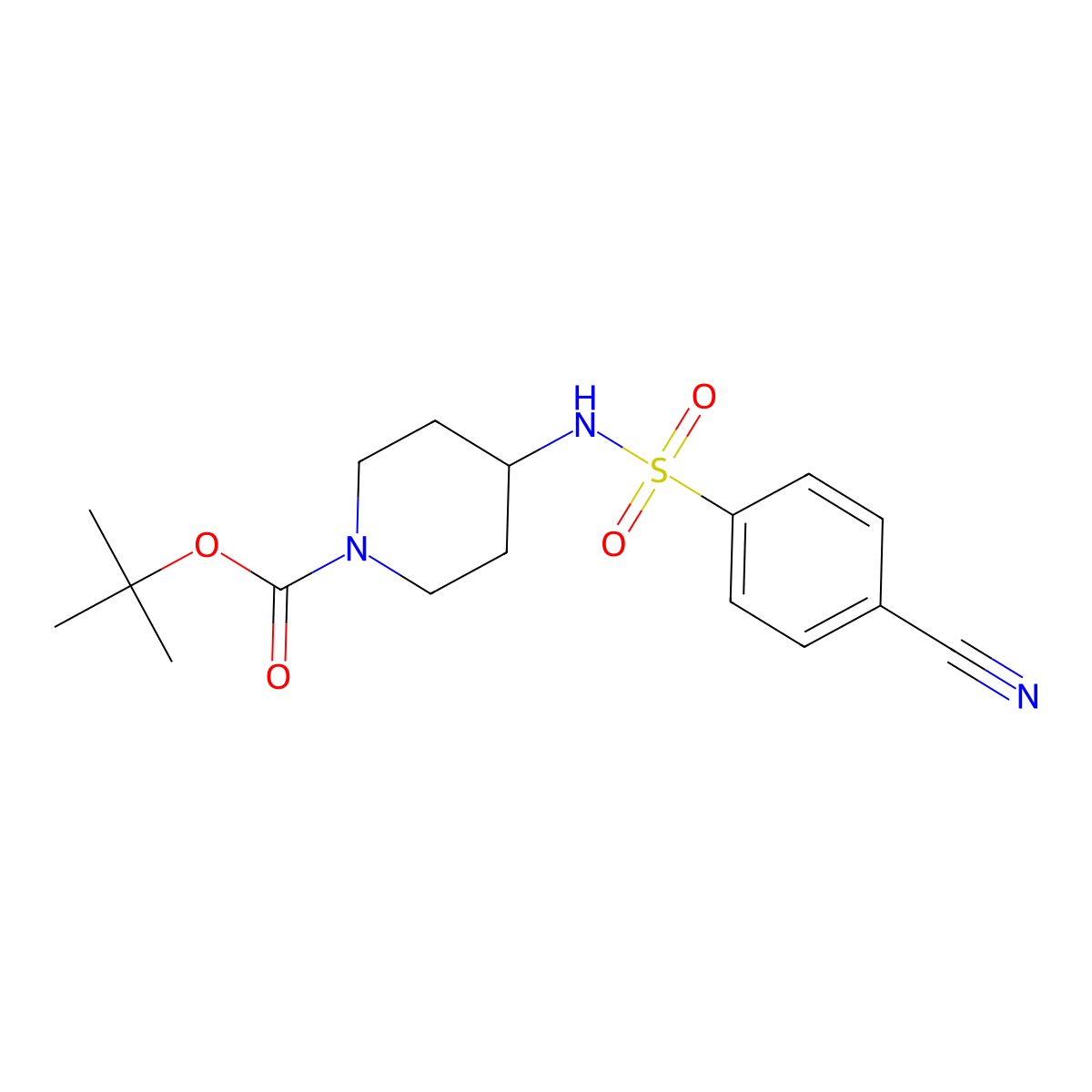 tert-Butyl 4-(4-cyanobenzenesulfonylamino)piperidine-1-carboxylate molecular structure, CAS 1286265-85-7
