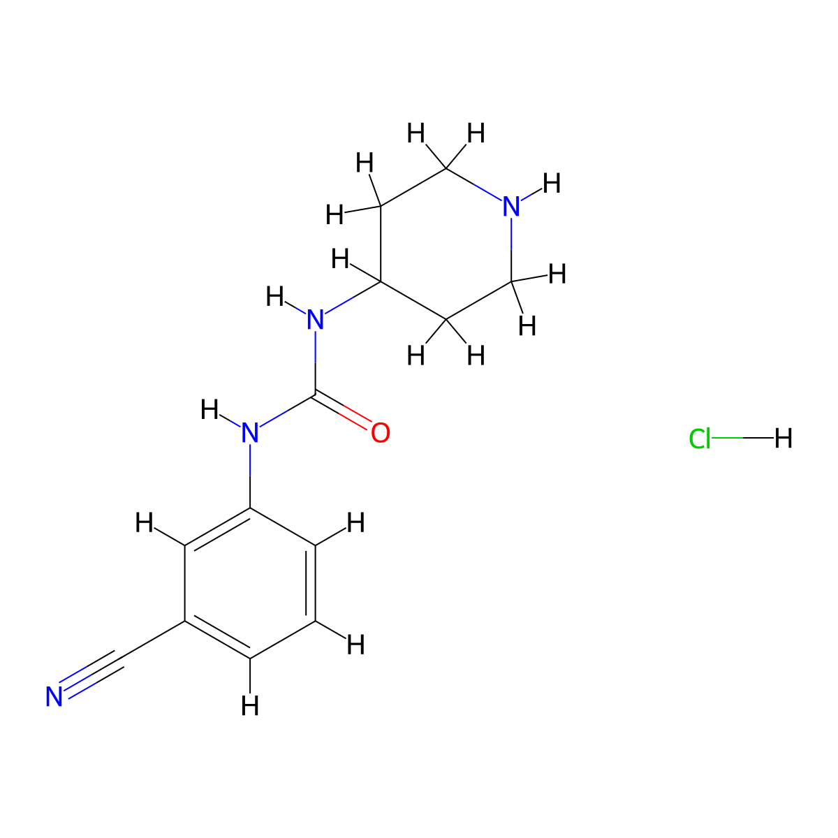 1-(3-Cyanophenyl)-3-piperidin-4-yl-ureahydrochloride molecular structure, CAS 1286265-92-6