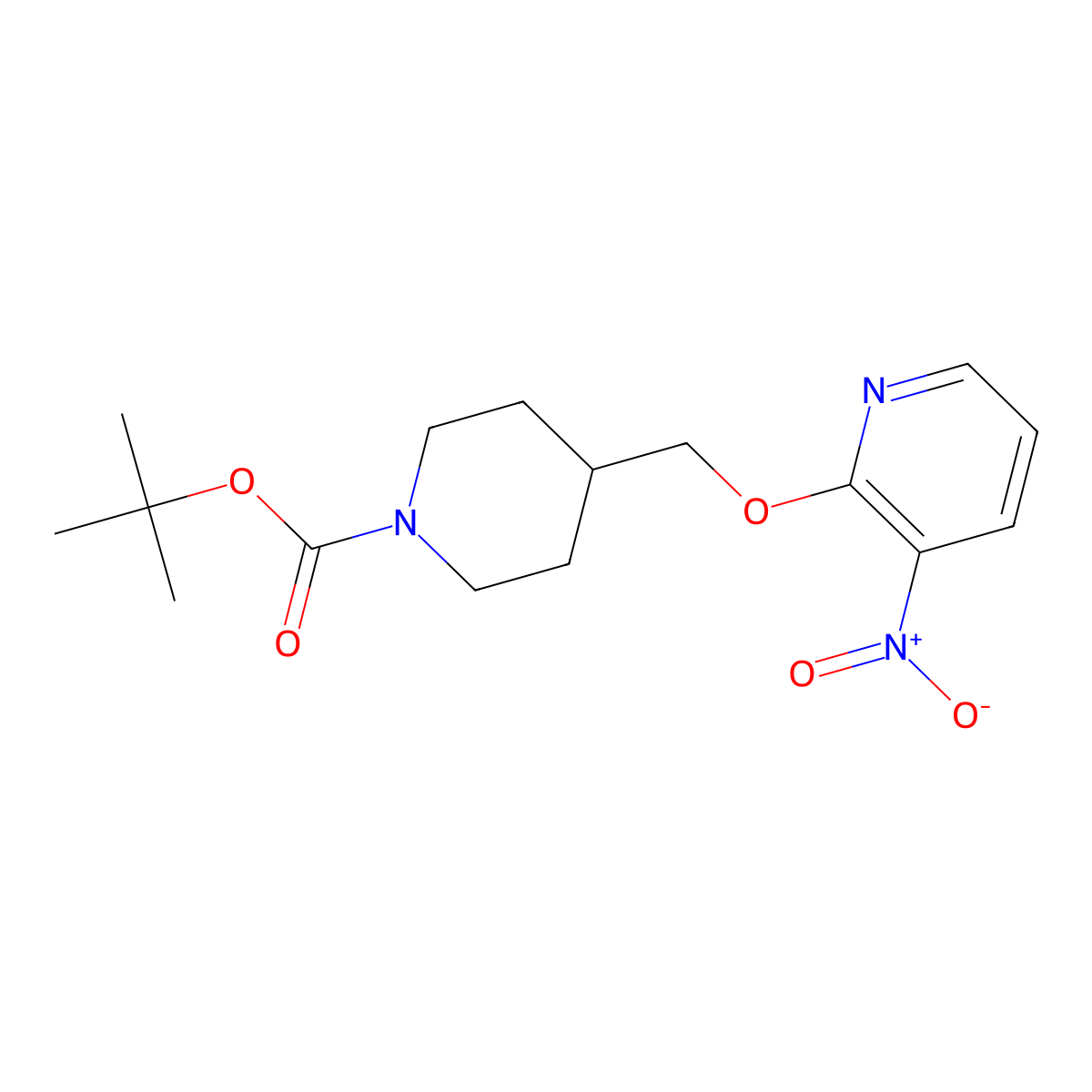 tert-Butyl 4-[(3-nitropyridin-2-yloxy)methyl]piperidine-1-carboxylate molecular structure, CAS 1286265-94-8