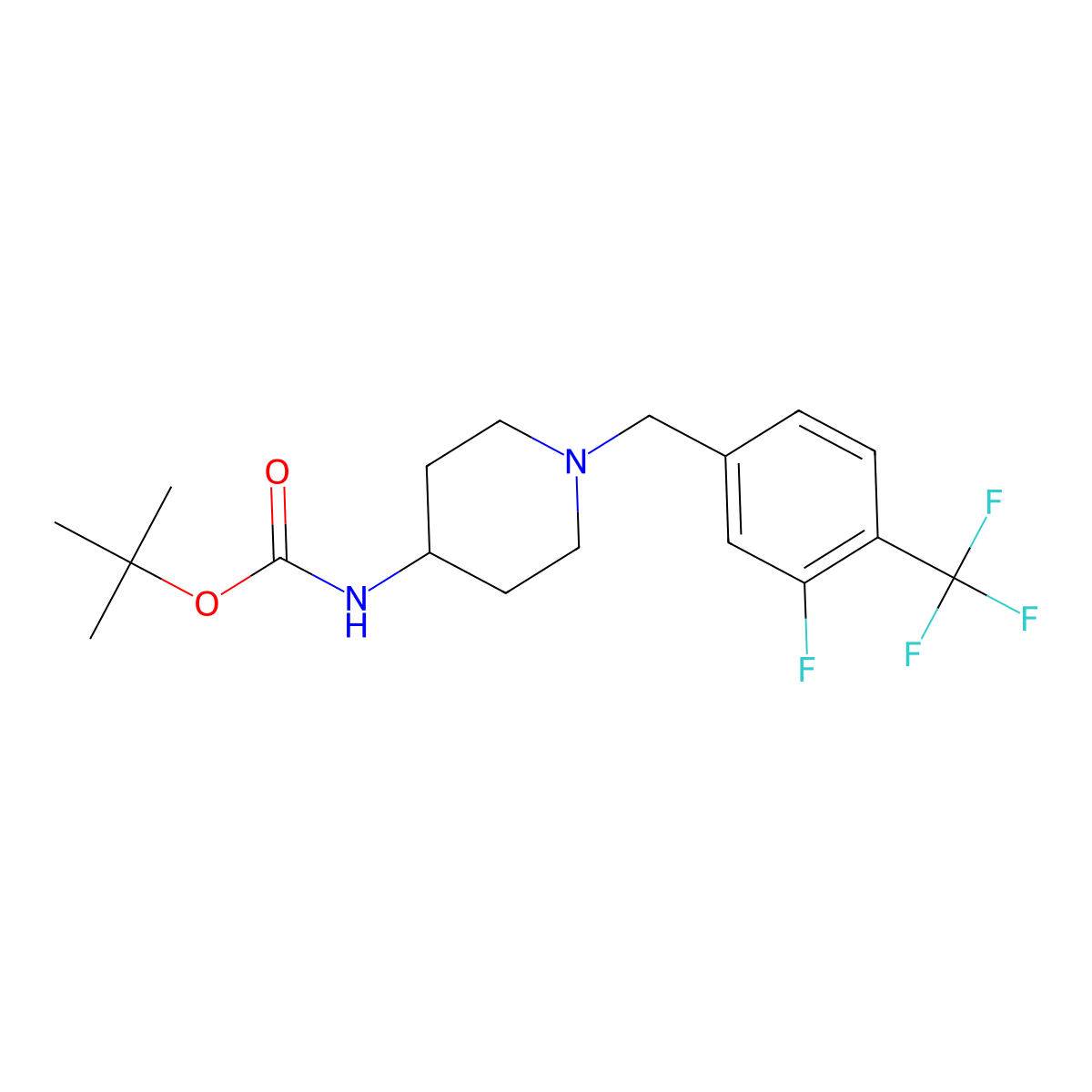 tert-Butyl 1-[3-fluoro-4-(trifluoromethyl)benzyl]piperidin-4-ylcarbamate molecular structure, CAS 1286265-98-2