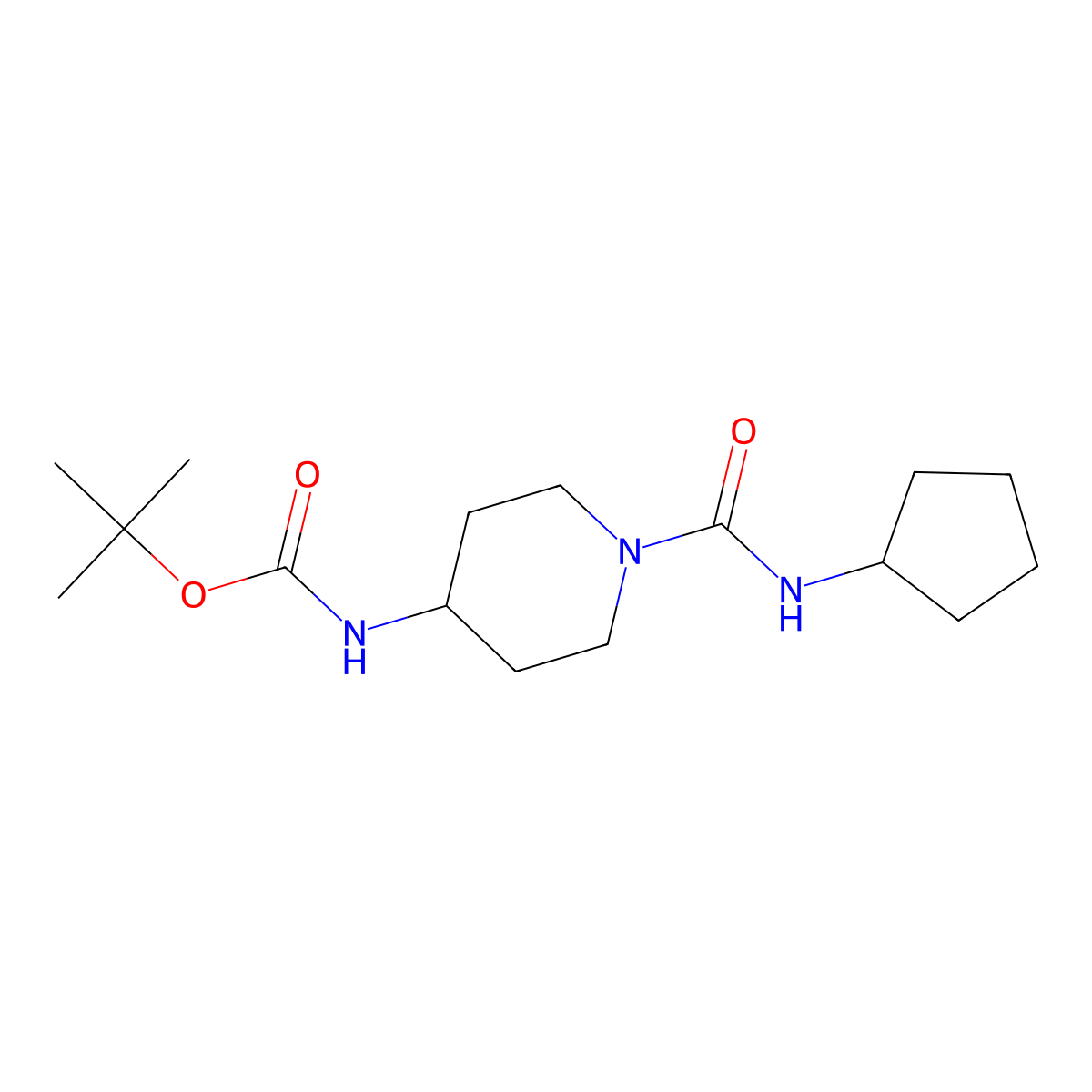 tert-Butyl 1-(cyclopentylcarbamoyl)piperidin-4-ylcarbamate molecular structure, CAS 1286266-01-0