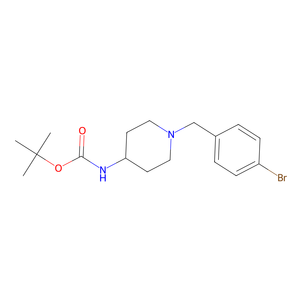 tert-Butyl 1-(4-bromobenzyl)piperidin-4-ylcarbamate molecular structure, CAS 1286266-09-8