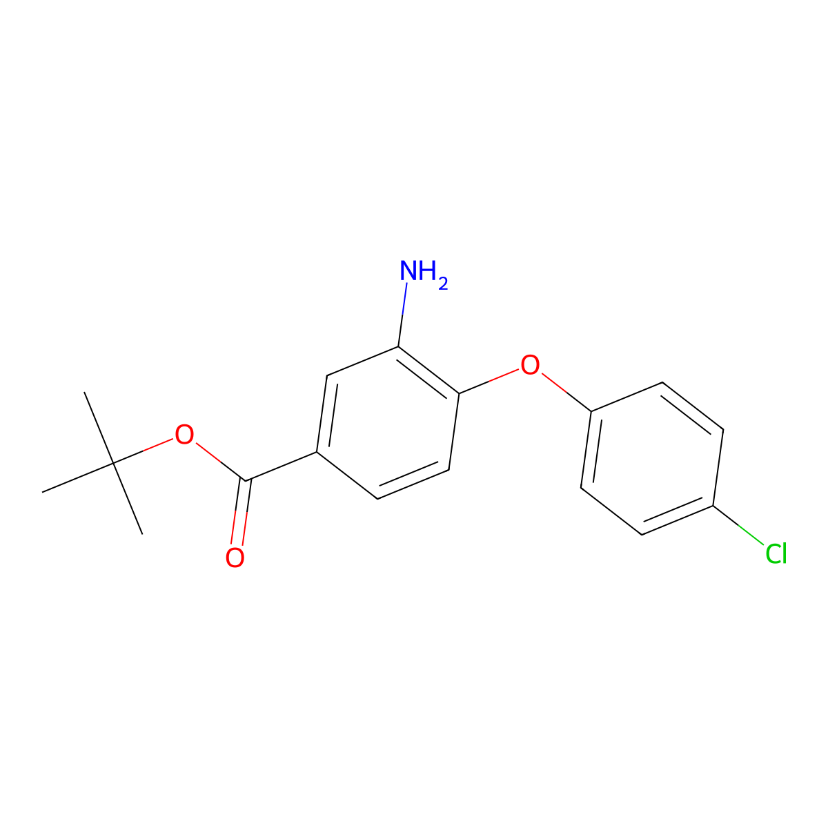 Tert-butyl 3-amino-4-(4-chlorophenoxy)benzoate molecular structure, CAS 1286268-05-0