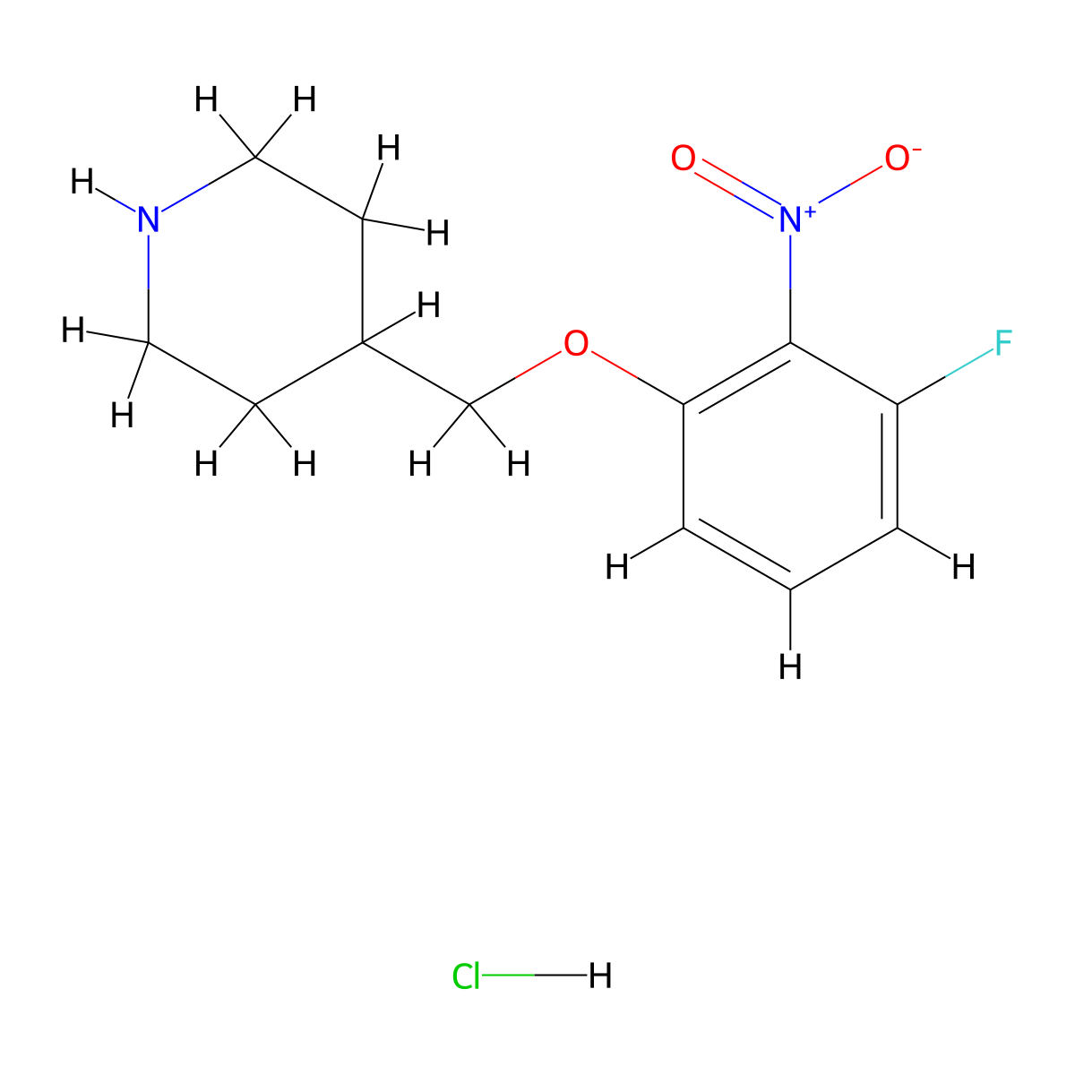 4-[(3-Fluoro-2-nitrophenoxy)methyl]piperidine hydrochloride molecular structure, CAS 1286272-66-9