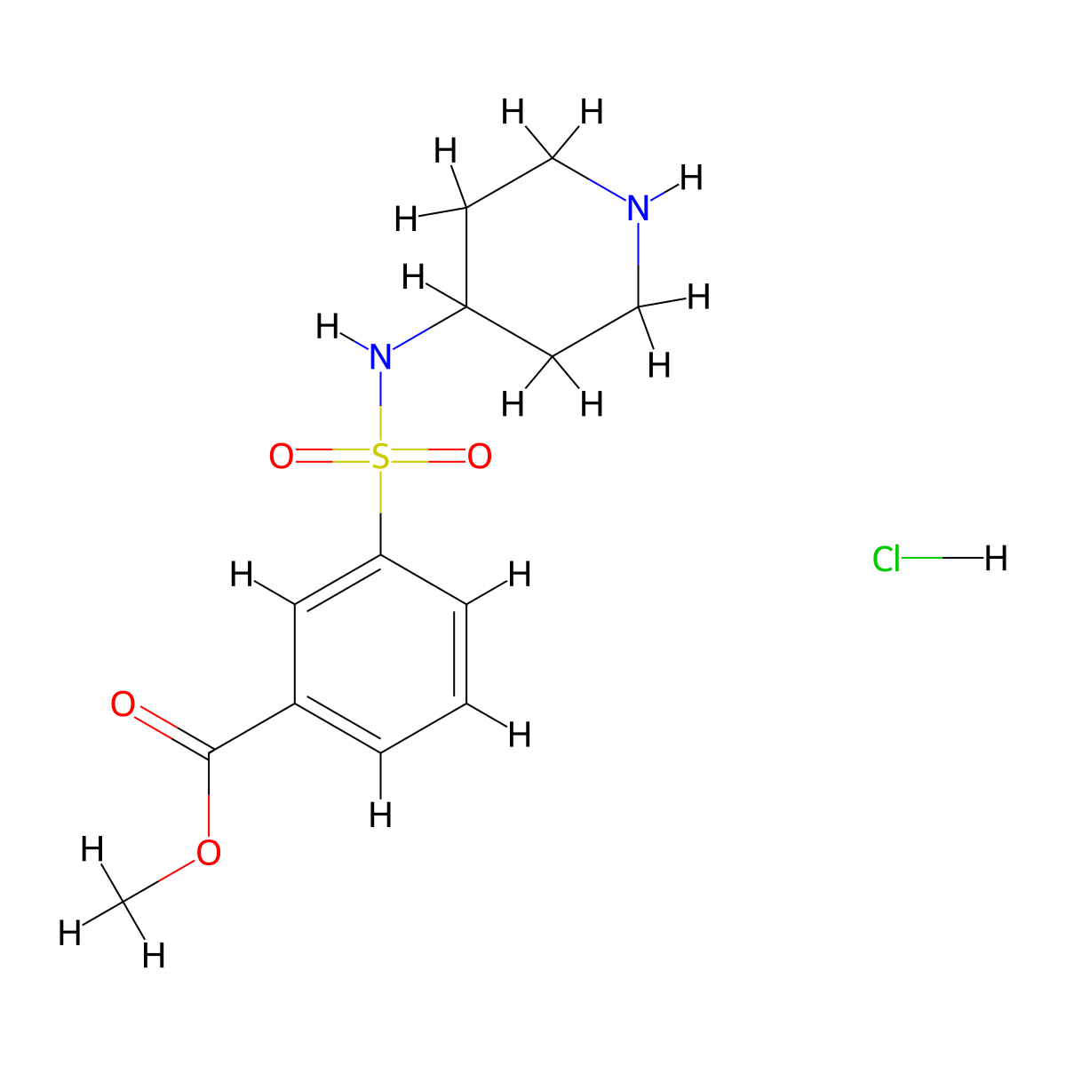 Methyl 3-[(piperidin-4-yl)sulfamoyl]benzoate hydrochloride molecular structure, CAS 1286272-68-1