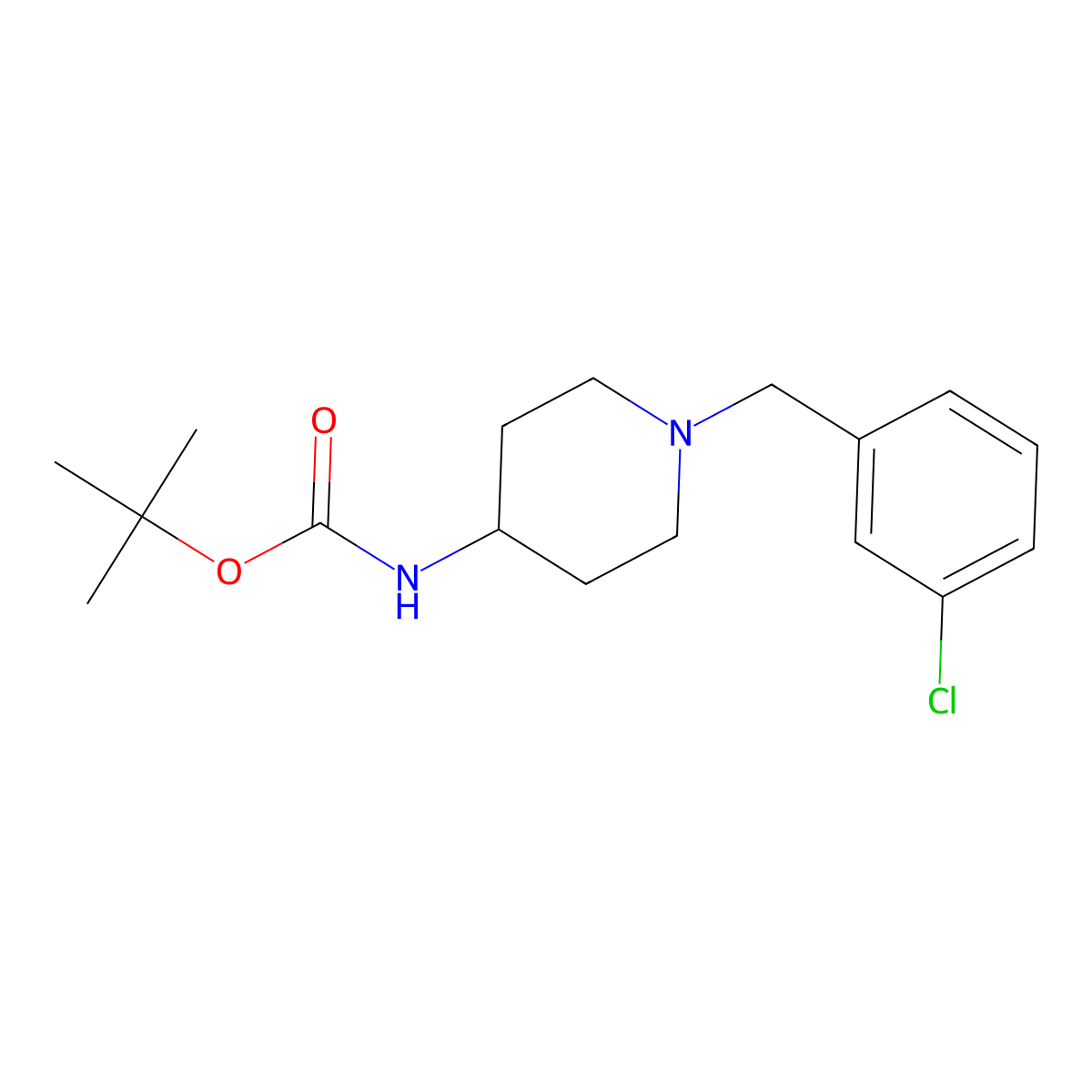 tert-Butyl 1-(3-chlorobenzyl)piperidin-4-ylcarbamate molecular structure, CAS 1286272-71-6