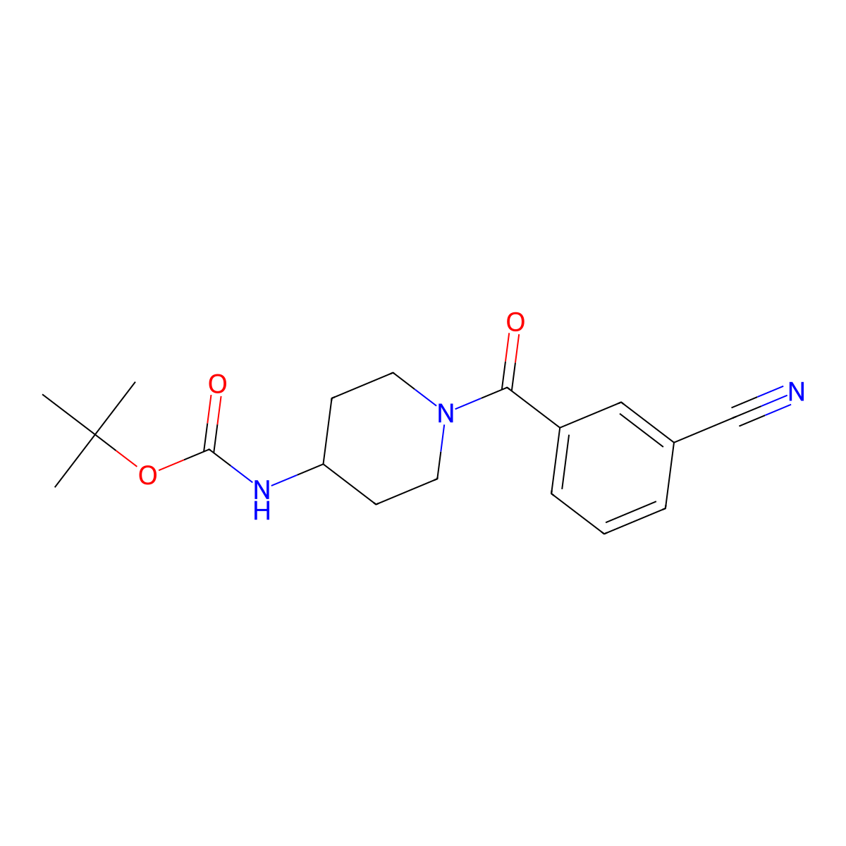 tert-Butyl 1-(3-cyanobenzoyl)piperidin-4-ylcarbamate molecular structure, CAS 1286272-83-0