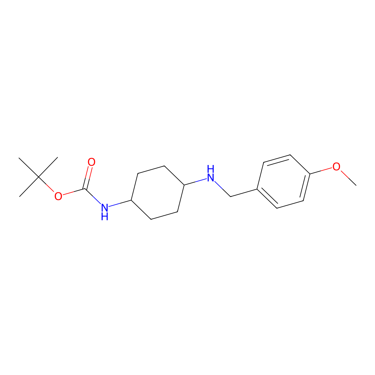 tert-Butyl (1R*,4R*)-4-(4-methoxybenzylamino)cyclohexylcarbamate molecular structure, CAS 1286272-87-4