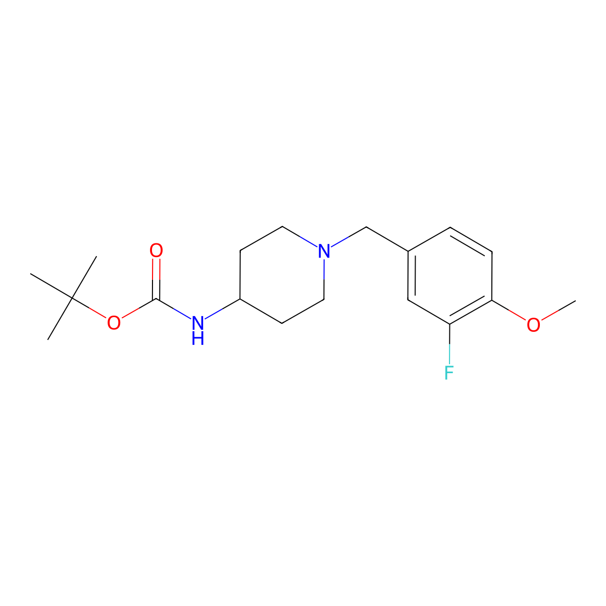tert-Butyl 1-(3-fluoro-4-methoxybenzyl)piperidin-4-ylcarbamate molecular structure, CAS 1286272-88-5