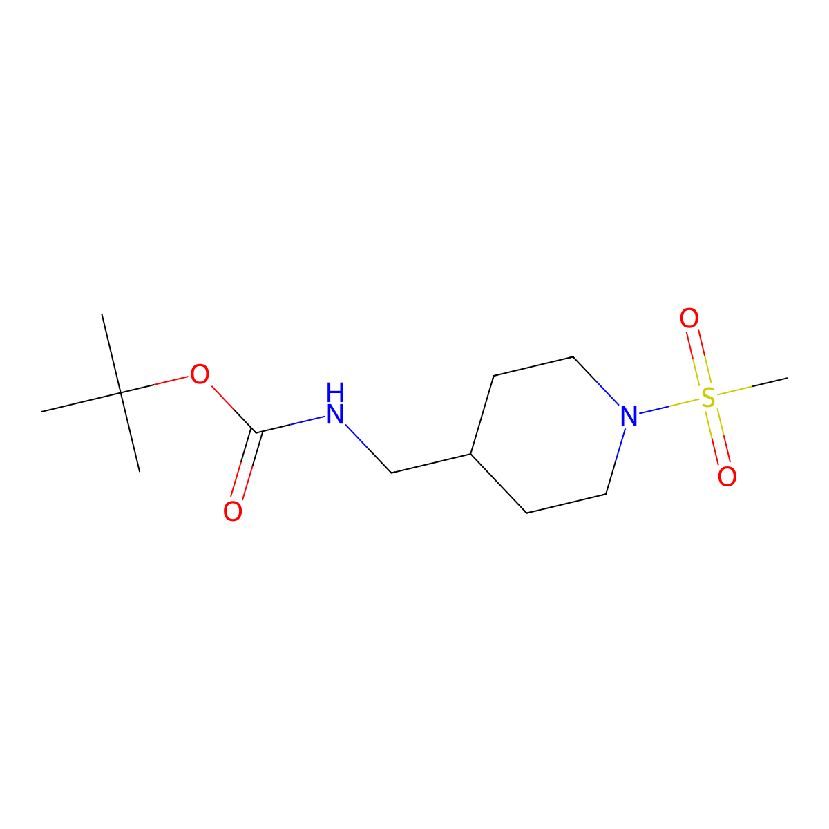 tert-Butyl [1-(methylsulfonyl)piperidin-4-yl]methylcarbamate molecular structure, CAS 1286272-93-2