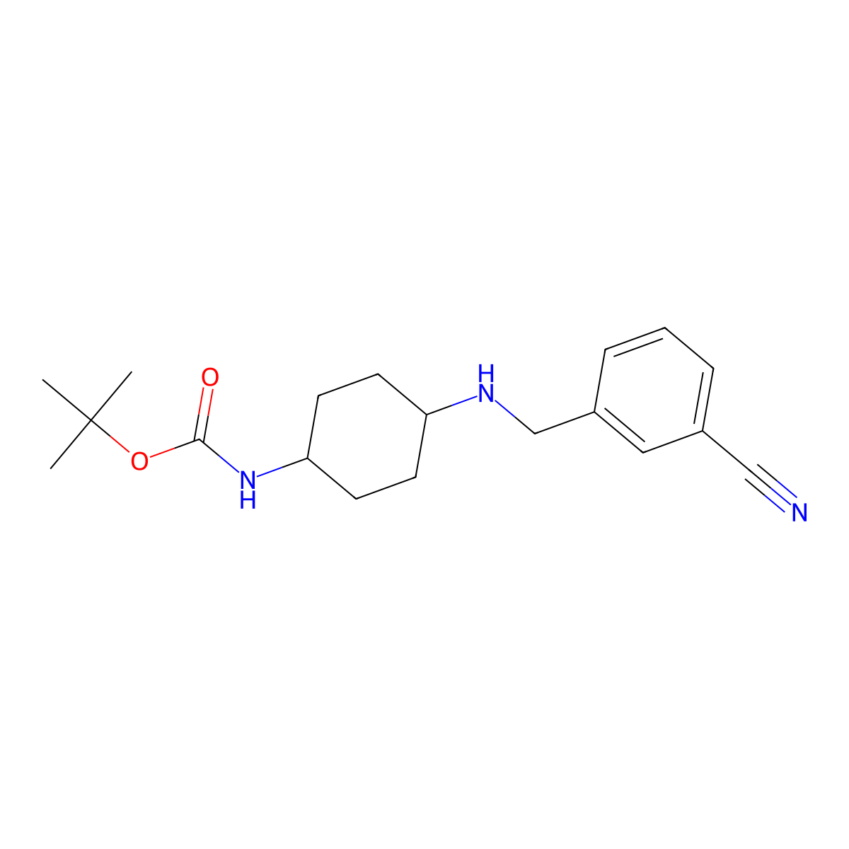 tert-Butyl (1R*,4R*)-4-(3-cyanobenzylamino)cyclohexylcarbamate molecular structure, CAS 1286273-01-5