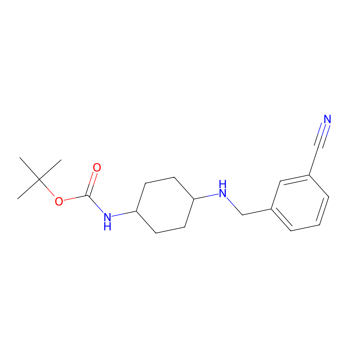tert-Butyl (1R*,4R*)-4-(3-cyanobenzylamino)cyclohexylcarbamate molecular structure, CAS 1286273-01-5