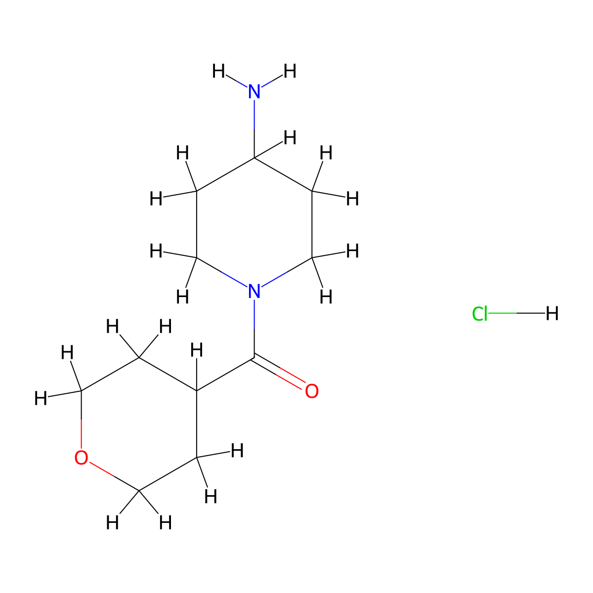 (4-Aminopiperidin-1-yl)(tetrahydro-2H-pyran-4-yl)methanone hydrochloride molecular structure, CAS 1286273-05-9