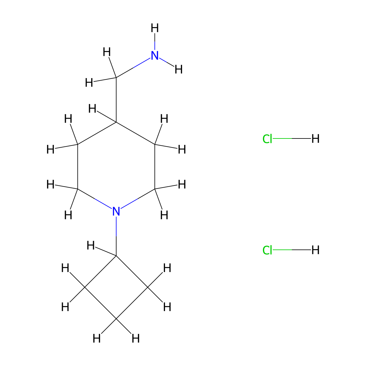 (1-Cyclobutylpiperidin-4-yl)methanamine dihydrochloride molecular structure, CAS 1286273-06-0