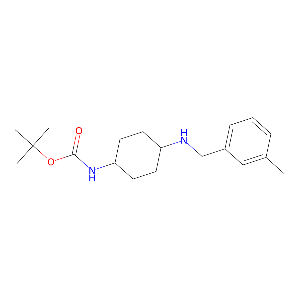 tert-Butyl (1R*,4R*)-4-(3-methylbenzylamino)cyclohexylcarbamate molecular structure, CAS 1286273-32-2