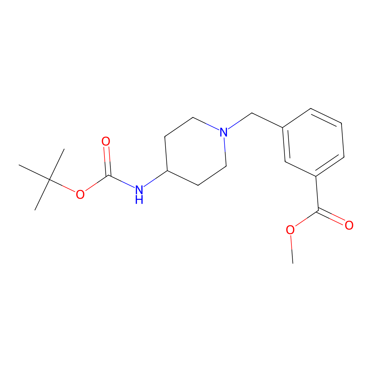 Methyl 3-[4-(tert-butoxycarbonylamino)piperidin-1-yl]methylbenzoate molecular structure, CAS 1286273-33-3