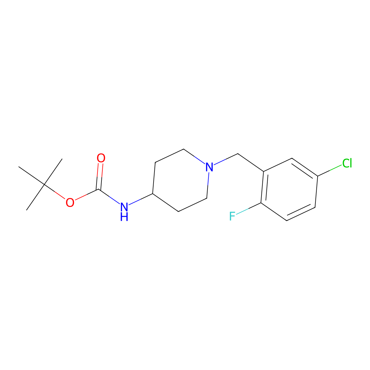 tert-Butyl 1-(5-chloro-2-fluorobenzyl)piperidin-4-ylcarbamate molecular structure, CAS 1286273-45-7