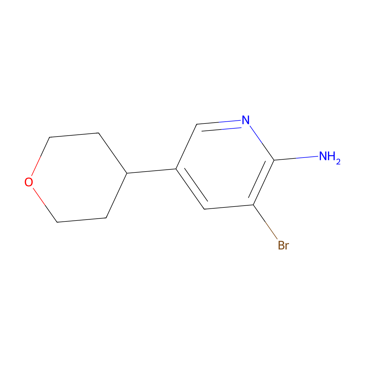 3-bromo-5-(tetrahydro-2H-pyran-4-yl)pyridin-2-amine molecular structure, CAS 1286273-57-1