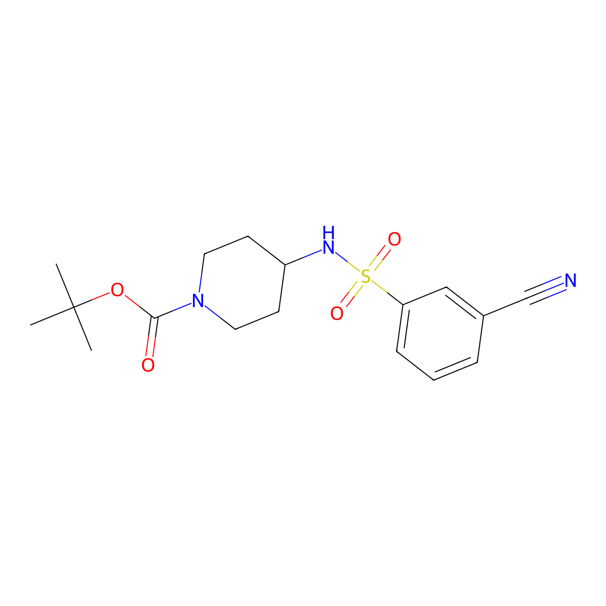 tert-Butyl 4-(3-cyanobenzenesulfonylamino)piperidine-1-carboxylate molecular structure, CAS 1286273-69-5