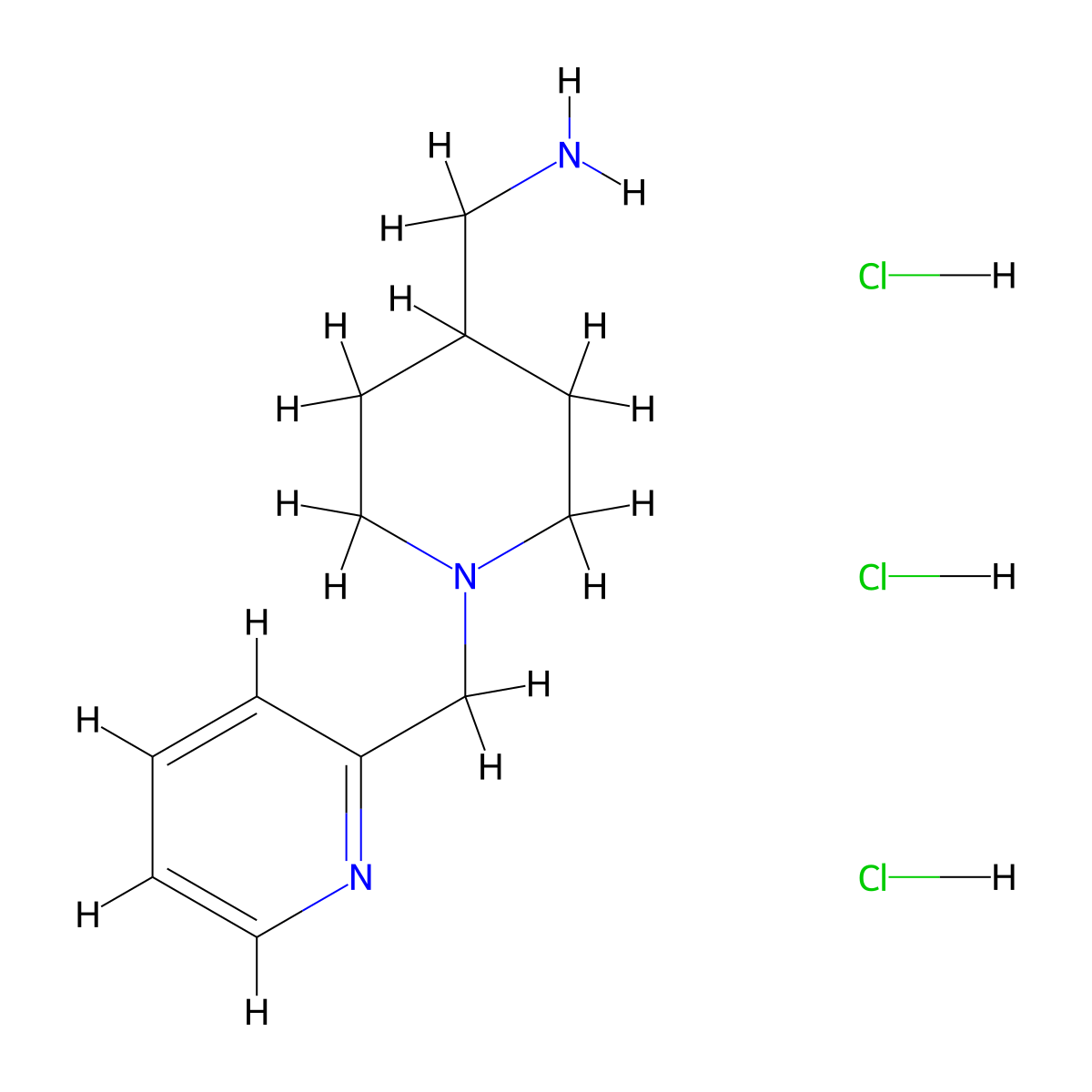 [1-(Pyridin-2-ylmethyl)piperidin-4-yl]methanamine trihydrochloride molecular structure, CAS 1286273-80-0