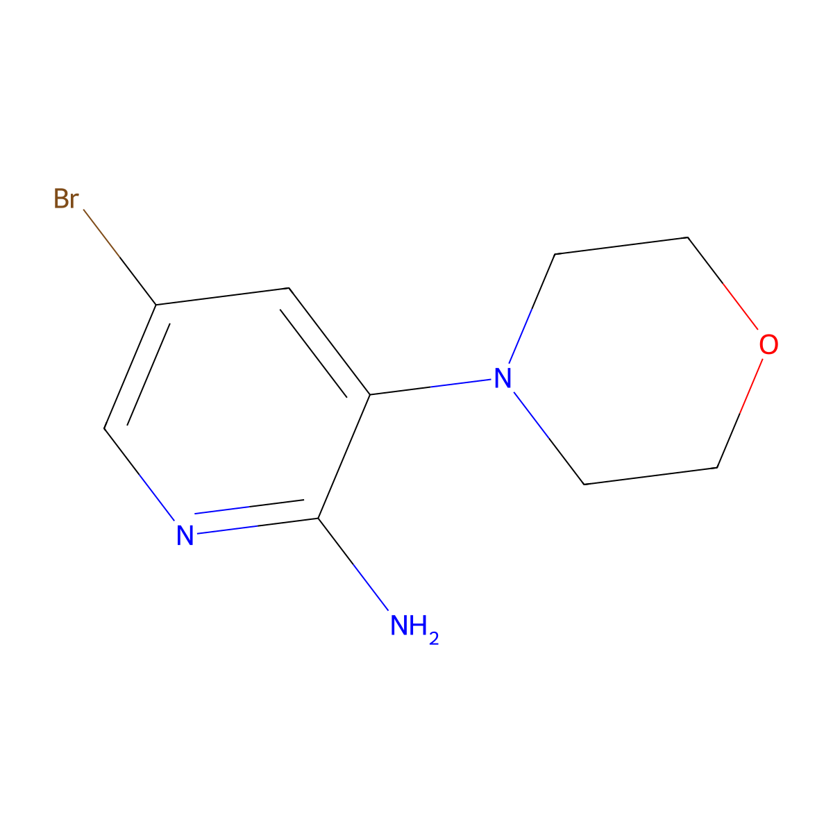 5-Bromo-3-morpholinopyridin-2-amine molecular structure, CAS 1286273-85-5