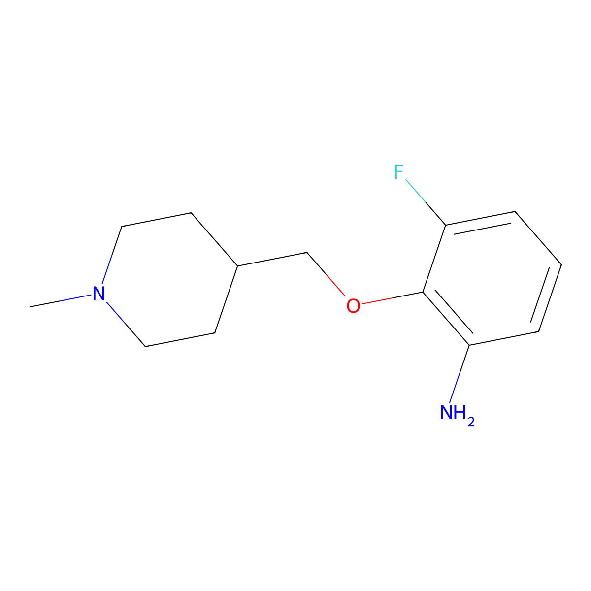 3-Fluoro-2-[(1-methylpiperidin-4-yl)methoxy]aniline molecular structure, CAS 1286273-86-6