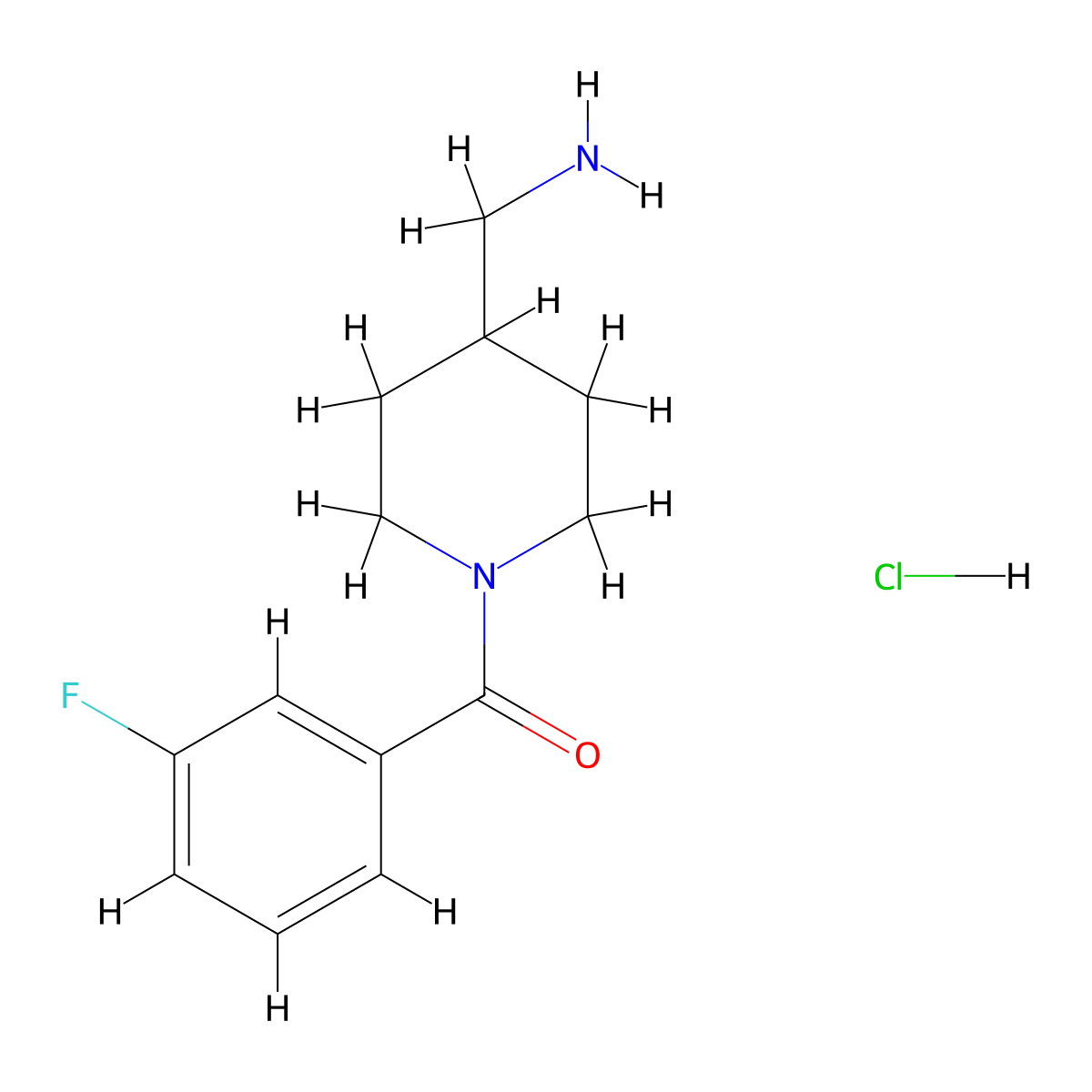 [4-(Aminomethyl)piperidin-1-yl](3-fluorophenyl)methanone hydrochloride molecular structure, CAS 1286273-88-8