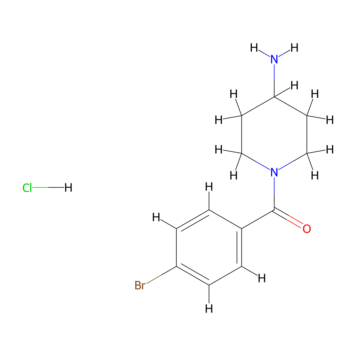 (4-Aminopiperidin-1-yl)(4-bromophenyl)methanone hydrochloride molecular structure, CAS 1286273-95-7