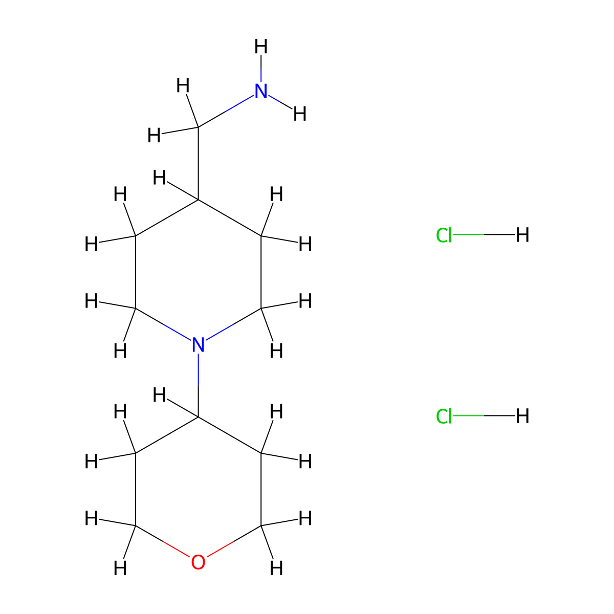 [1-(Tetrahydro-2H-pyran-4-yl)piperidin-4-yl]methanamine dihydrochloride molecular structure, CAS 1286274-08-5