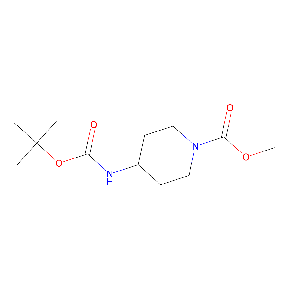 Methyl 4-(tert-butoxycarbonylamino)piperidine-1-carboxylate molecular structure, CAS 1286274-09-6