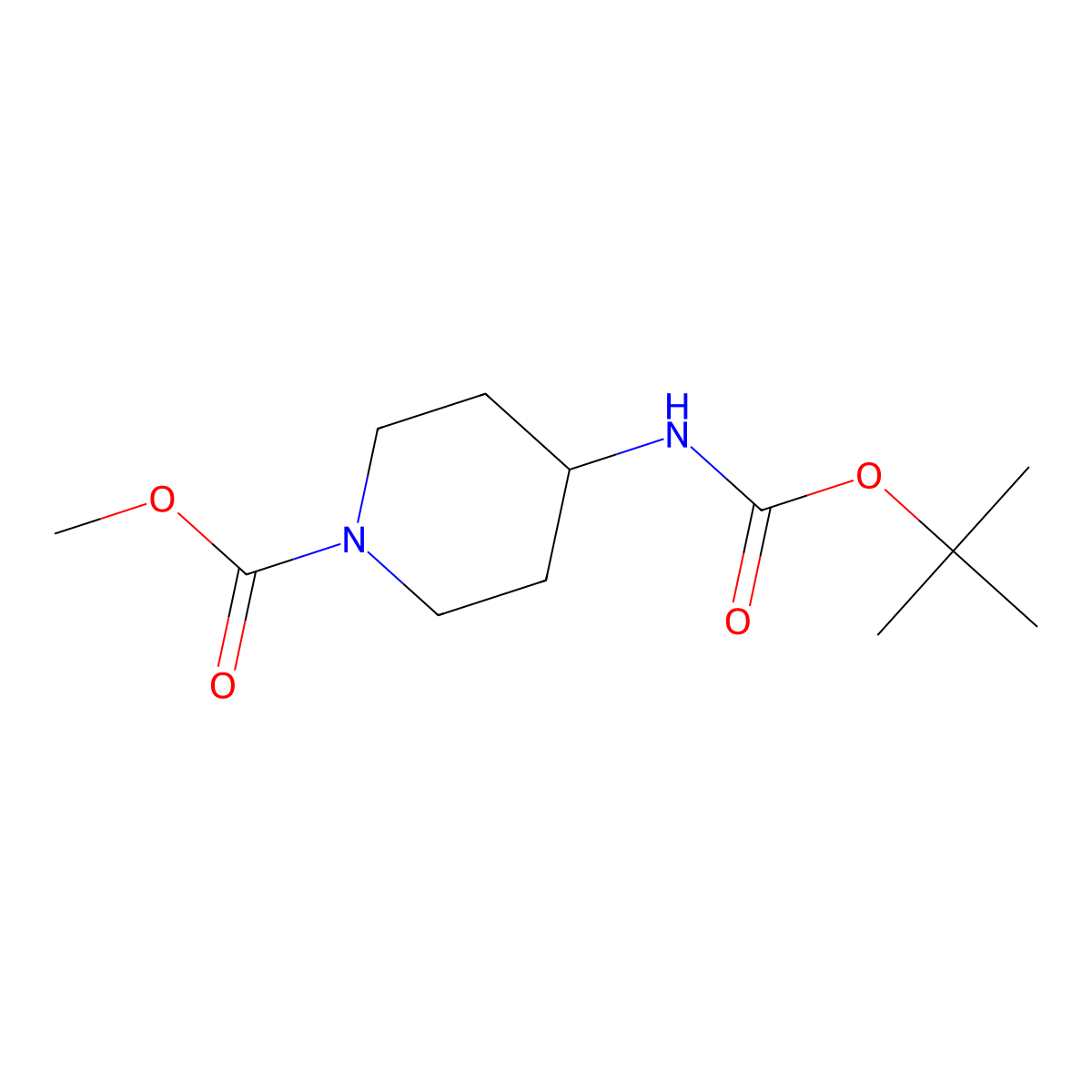 Methyl 4-(tert-butoxycarbonylamino)piperidine-1-carboxylate molecular structure, CAS 1286274-09-6