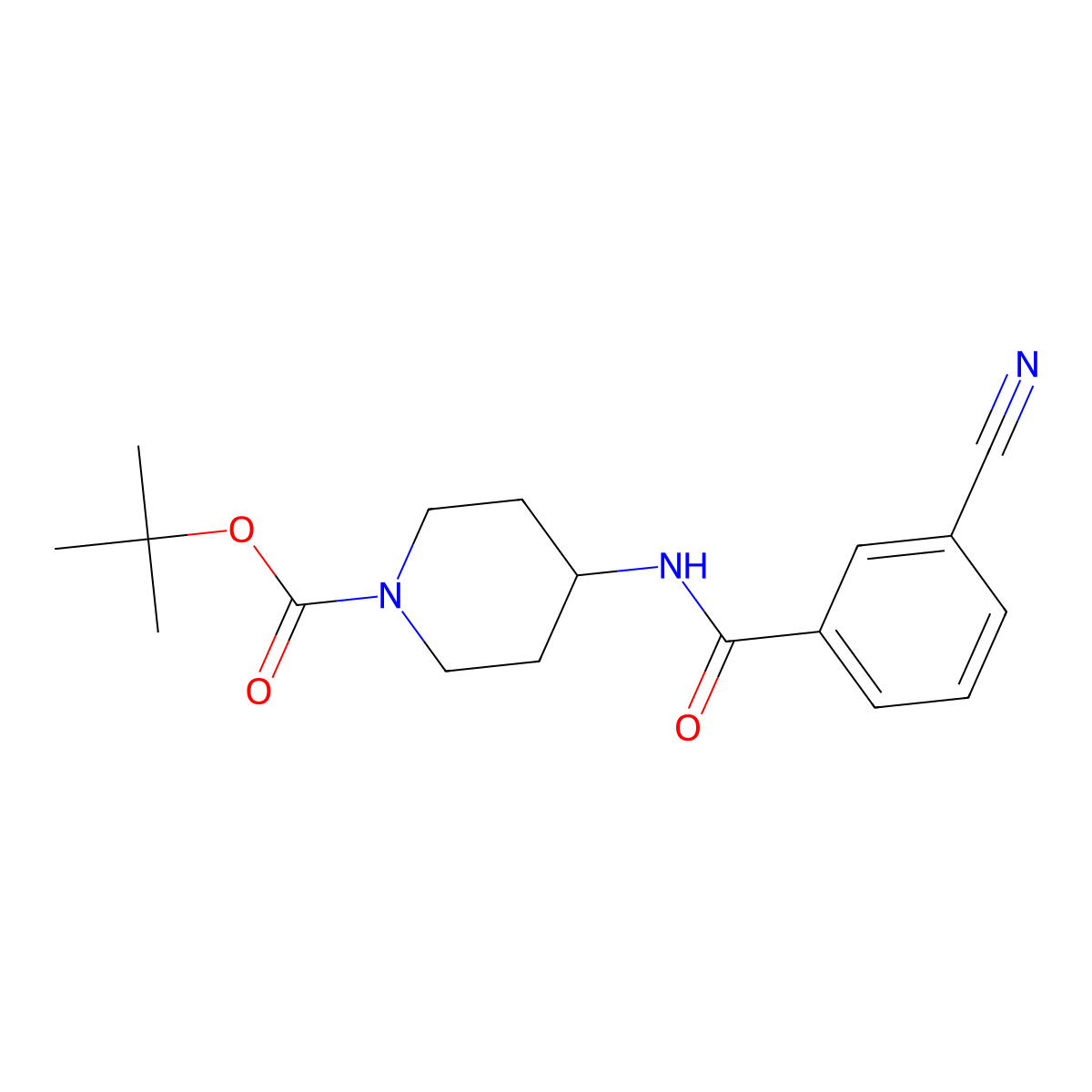 tert-Butyl 4-(3-cyanobenzoylamino)piperidine-1-carboxylate molecular structure, CAS 1286274-24-5