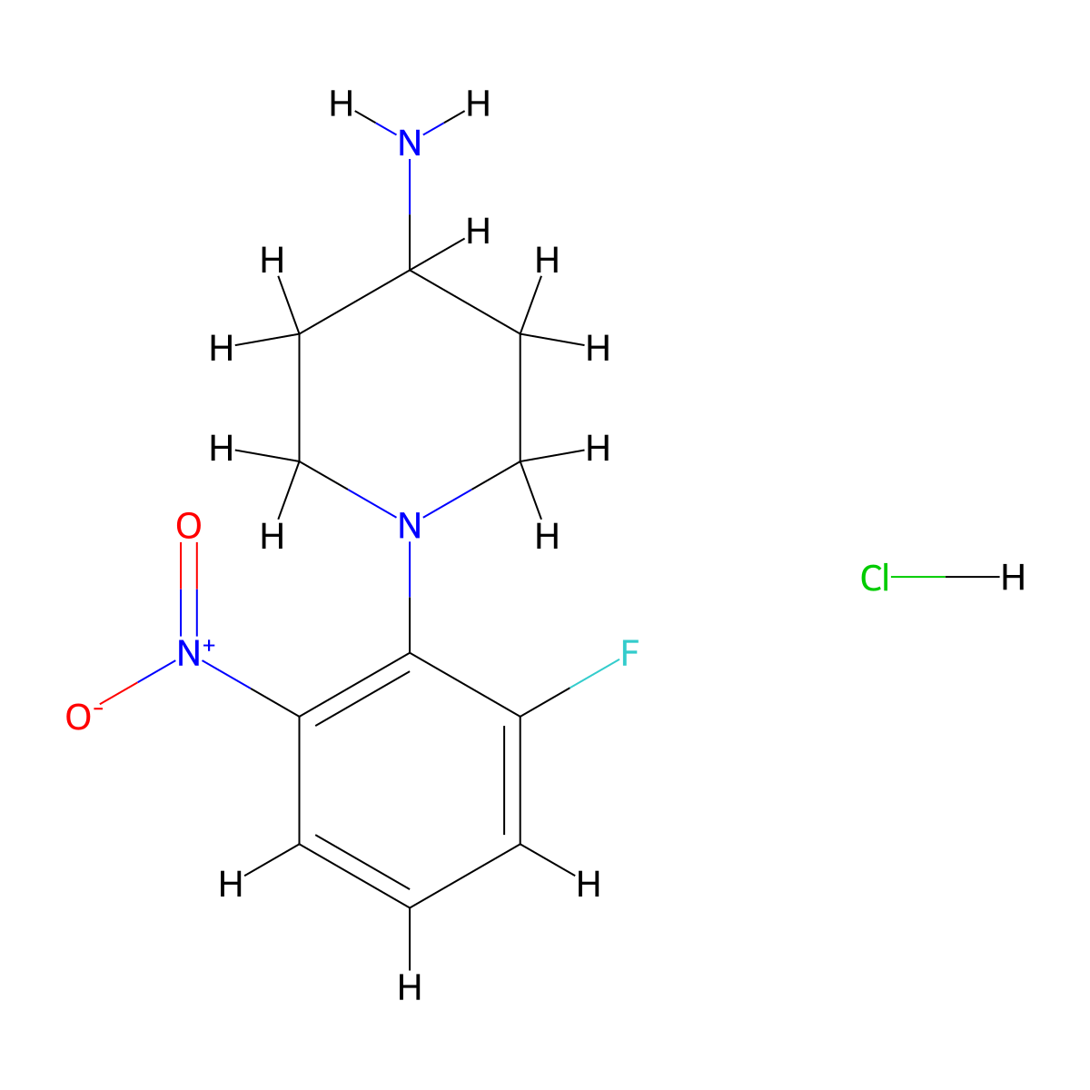 1-(2-Fluoro-6-nitrophenyl)piperidin-4-amine hydrochloride molecular structure, CAS 1286274-30-3